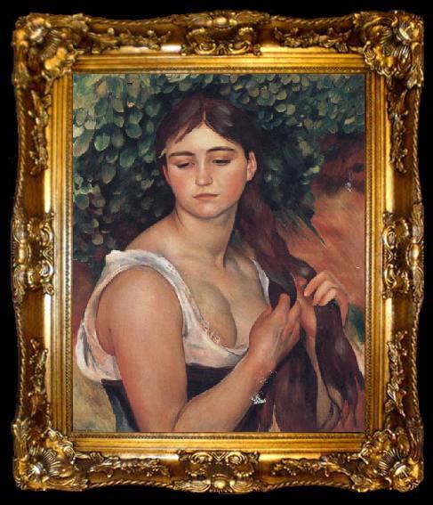 framed  Pierre Renoir The Braid(suzanne Vdaladon), ta009-2